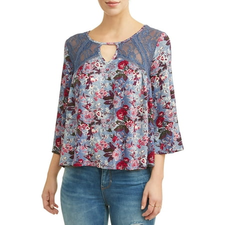 - Women's Knit Bell Sleeve Peasant Top