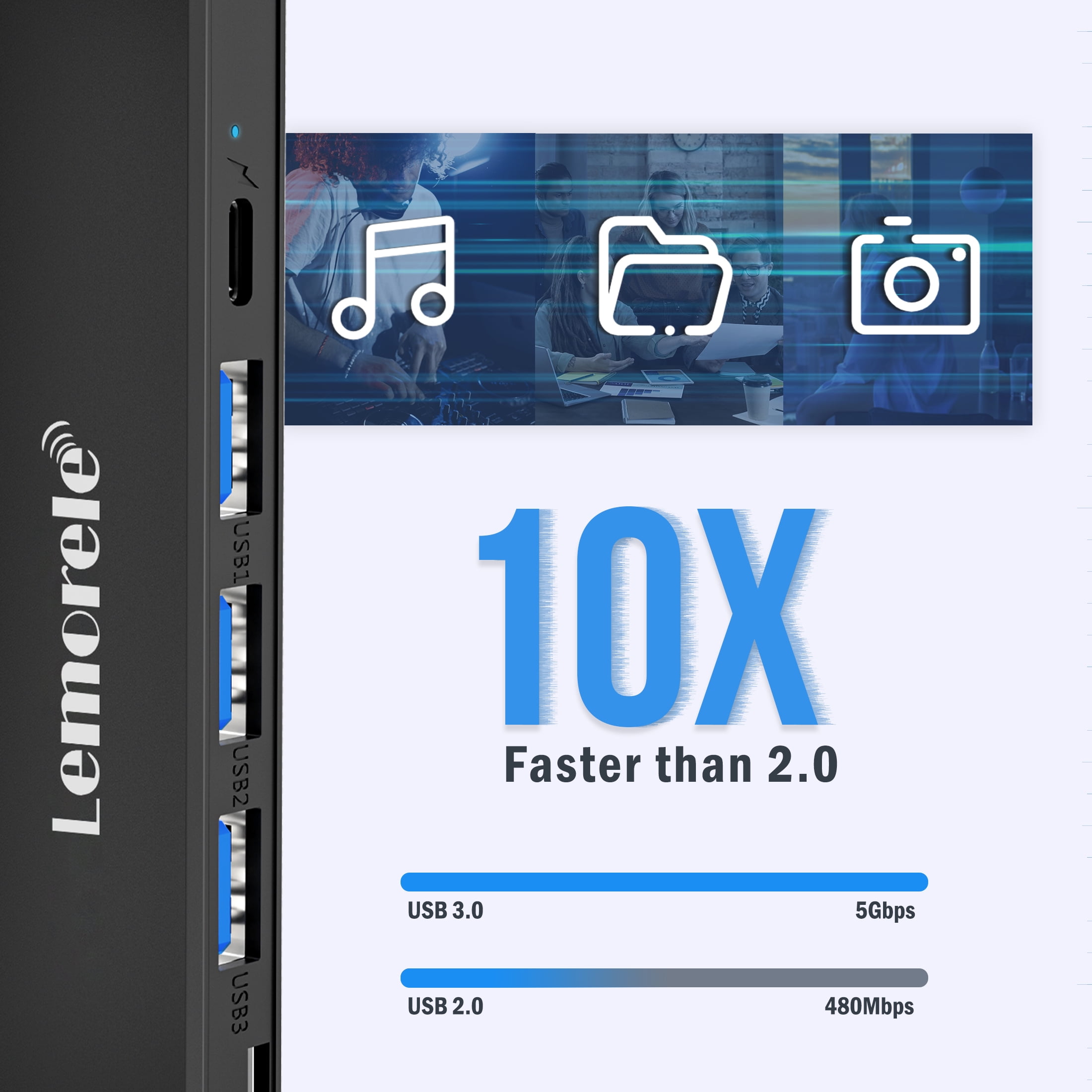Lemorele USB C 7-in-1 Docking Station with 4K HDMI, USB 3.0, SD/TF Card Slot,  100W Fast Charging Adapter