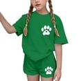 thumbnail image 6 of Cethrio Girls Summer Outfit Sets, Printed Crew Neck Short Sleeve Casual Kids' 2 Piece Sets Green Size 10-12, 6 of 7