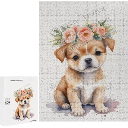 500 Piece Jigsaw Puzzles for Adults - Wood Puzzles - Watercolor Puppy Dog Jigsaw Puzzles 500 Pieces for Adults Gift Intellectual Game Creative Kits