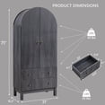 thumbnail image 3 of Aitjunz Fluted Arched Pantry Storage Cabinet, 71'' Kitchen Tall Cabinet with 2 Doors & 2 Large Drawers, Wooden Cabinet w/Adjustable Shelves for Dining Room and Living Room, Natural, 3 of 7