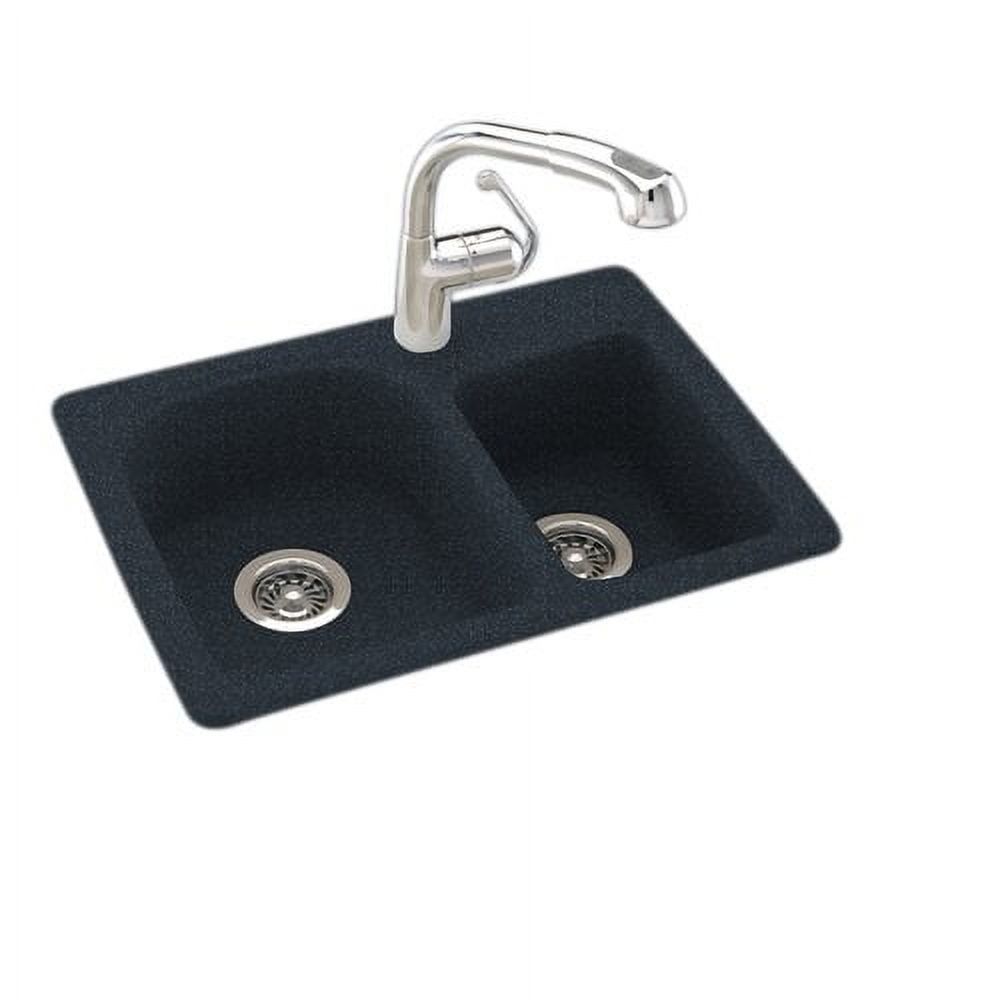 Dual Mount Composite 25x18x7.5 1-Hole Double Bowl Kitchen Sink in White