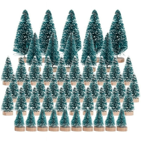 50PCS Miniature Artificial Christmas Tree Small Snow Frost Trees Pine DIY Party Decoration Crafts