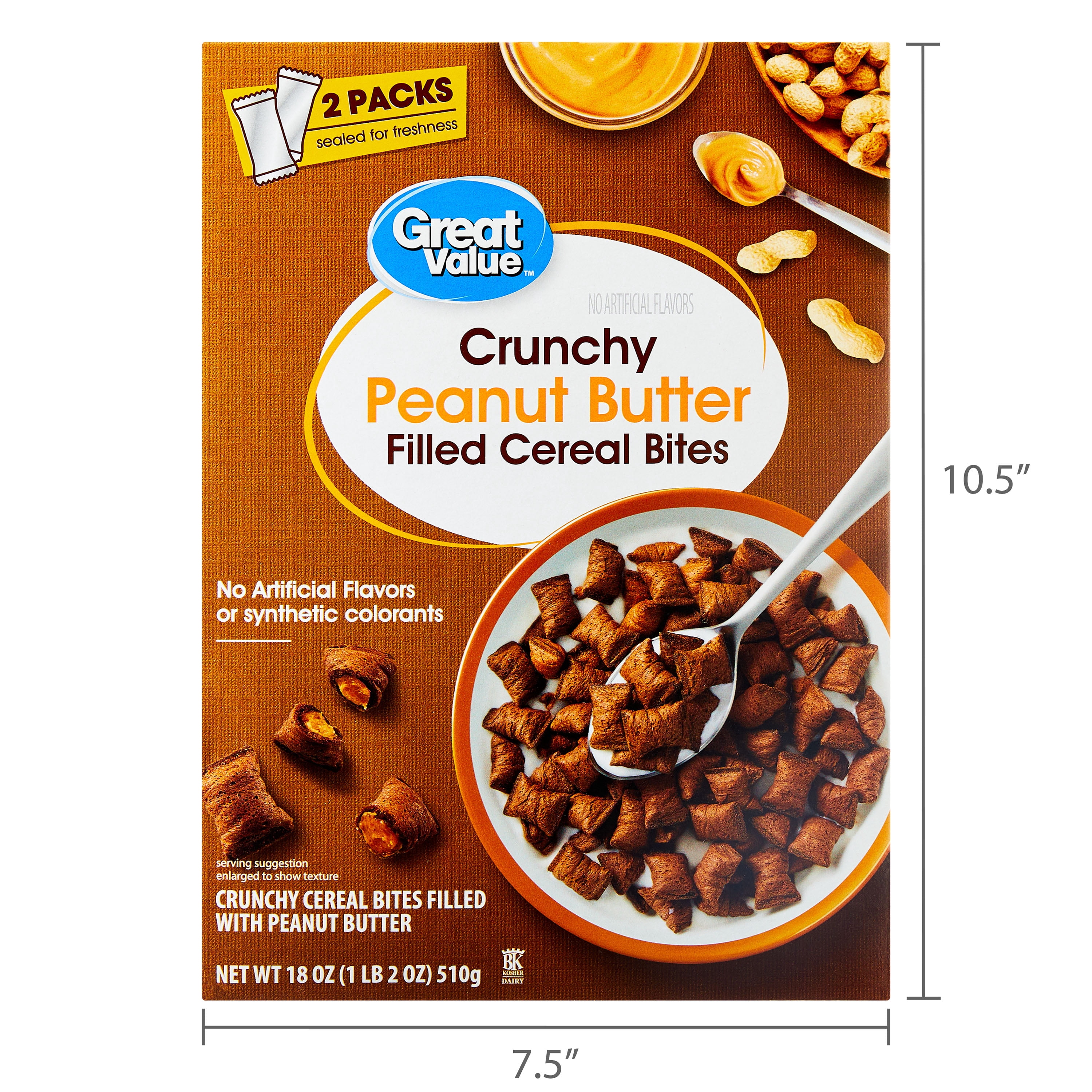 Great Value Crunchy Peanut Butter Filled Breakfast Cereal Bites, 18 oz