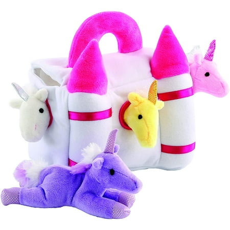 Plush Unicorn Castle Animal Sound Toys with Carrier | Plush Animal Toy Baby Gift | Toddler Gift