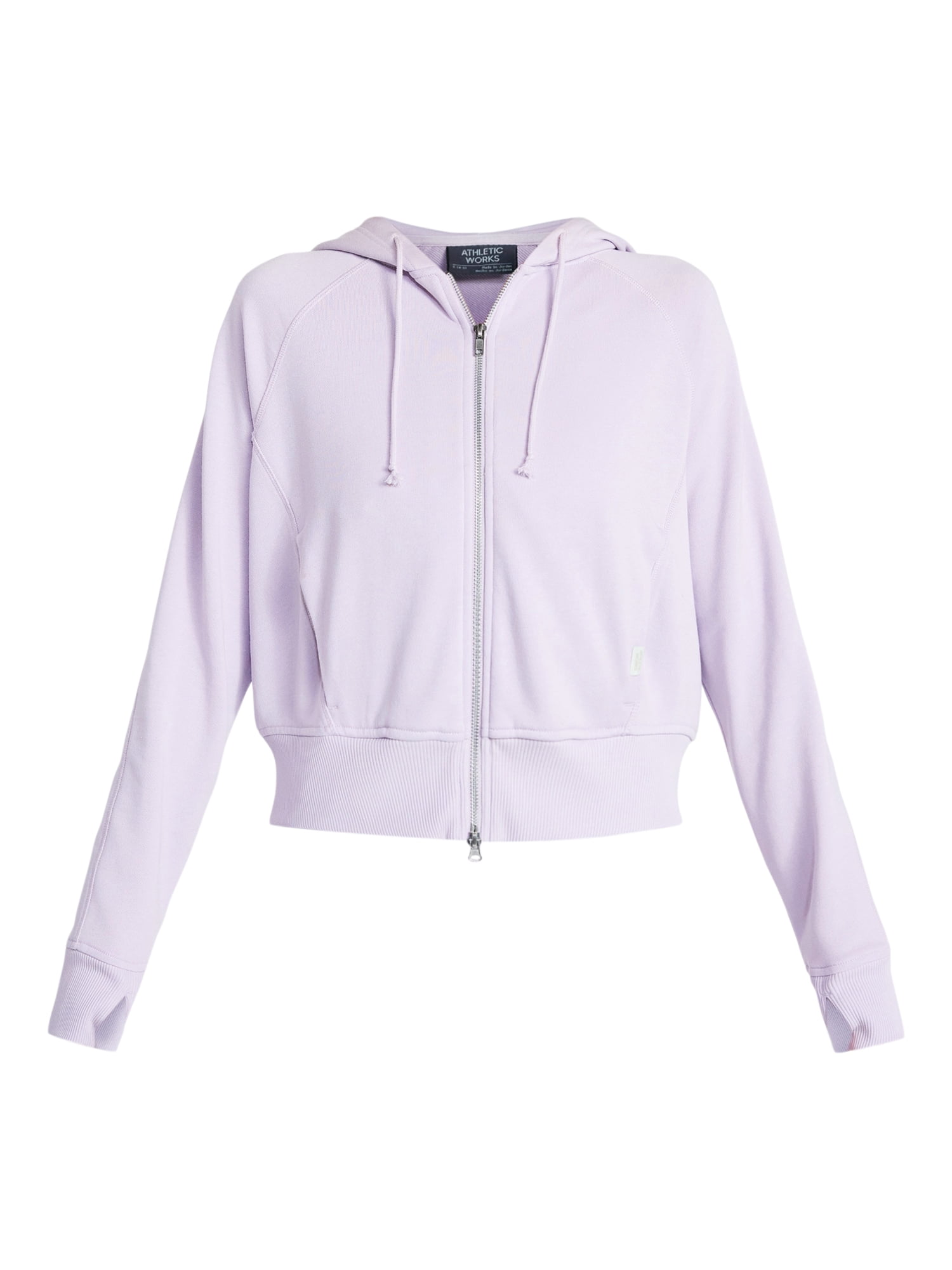Athletic Works Women's Mineral Wash French Terry Cropped Zip Hoodie, Size XS-XXXL