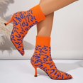 thumbnail image 4 of SACFOF Women's Kitten Heel Ankle Boots Stretchy Knit Open Toe High Sexy 2.87 Inches Stiletto for Dressy and Everyday, 4 of 7