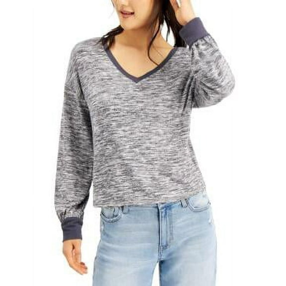 $34 Self Esteem Juniors' V-Neck Cozy Long Balloon Sleeve Top Size Small