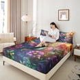 thumbnail image 4 of Homewish Women Glitter Hummingbird Twin Sheet Sets, Groovy Daisy Flower Twin Fitted Sheet, Magic Rustic Animal Flat Sheet, Ultra Soft Bedroom Decor, 3-Piece, 4 of 7