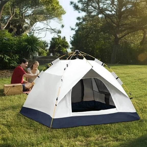Camping Tent 3-4 Person Instant Pop Up Automatic Quick Setup Windproof Waterproof Dome Tent with Two-Way Zipper & Ground Nails, Portable for Camping Hiking Beach Traveling Storage Bag