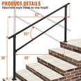 thumbnail image 3 of Huloretions Handrails for Outdoor Steps,3 Step Handrail Fit 2 or 3 Steps Outdoor Stair Railing,Outdoor Steps and Hand Rails Metal Porch Railing,Deck Handrail Hand Rails kit for Concrete Porch Steps, 3 of 8