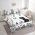 thumbnail image 3 of Feelyou Kawaii Cartoon Ghost Twin Bedding Sets 7-Piece for Kid, Cute Cat Kitten Bedding Comforter Set, White Black Halloween Reversible Sheet Sets, Luxury Bedroom Decor, 3 of 7