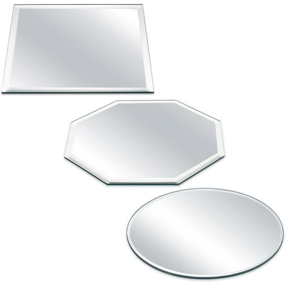 3 Style Beveled Glass Mirror 6x6 inch Square & Round & Octagon Mirror Panels 3mm Beveled Wall Mirror Modern Glass Mirror Base DIY