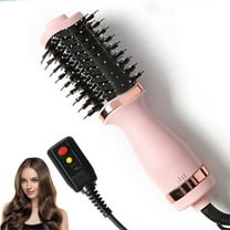 4-in-1 Hair Dryer Brush Blow Dryer with Oval Barrel,  Straightener, Volumizer, and Curler, Hot Air Styler and 360 Rotating Hair Dryer for All Hair Types(Pink)