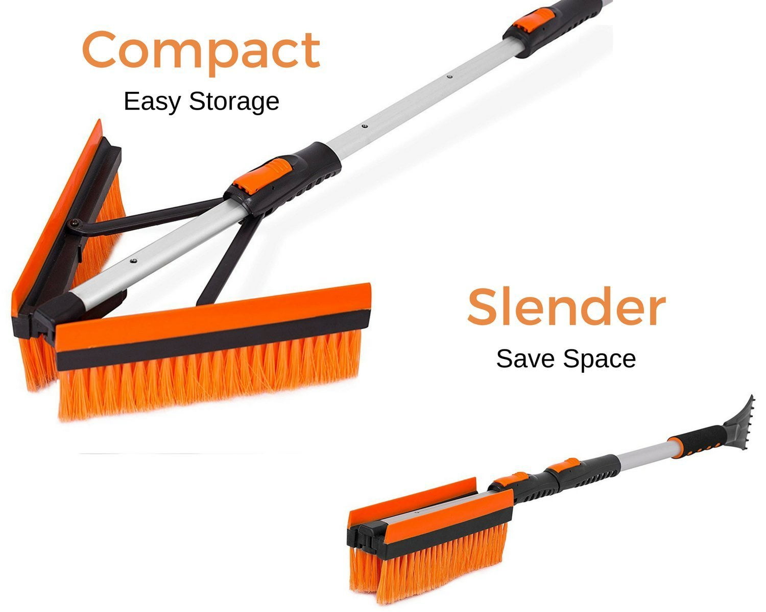 BirdRock Home Snow Moover 46" Extendable Snow Brush with Squeegee & Ice Scraper | Foam Grip | T-Shape Auto Snow Brush | Auto Ice Scraper | Car Truck SUV