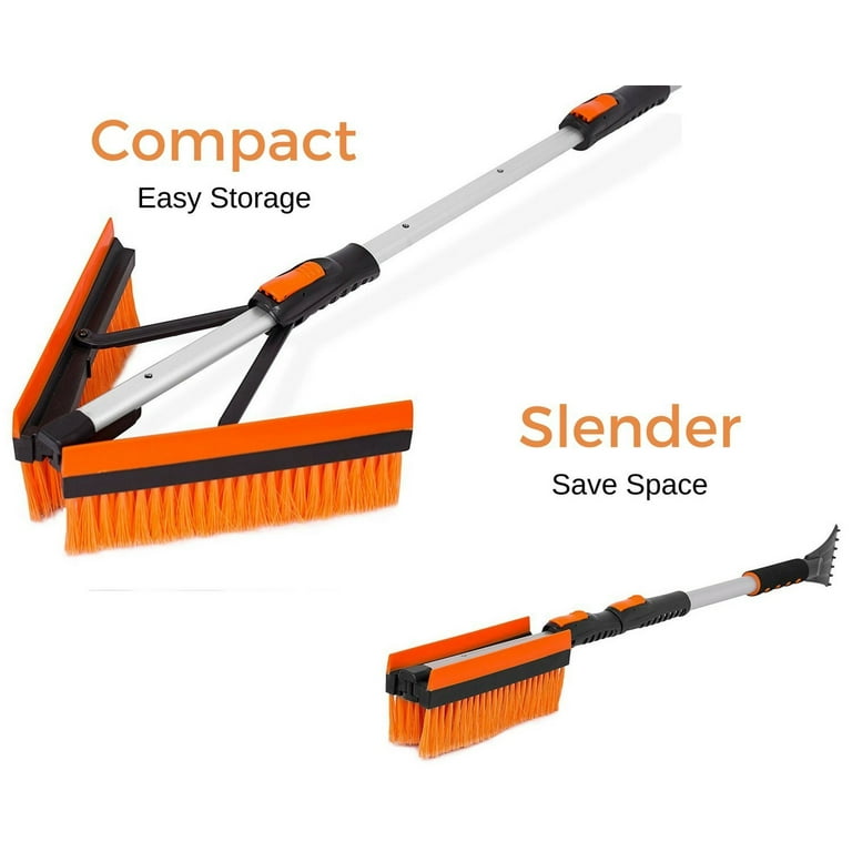 BirdRock Home Snow Moover 46 Extendable Snow Brush with Squeegee & Ice  Scraper, Foam Grip, T-Shape Auto Snow Brush, Auto Ice Scraper
