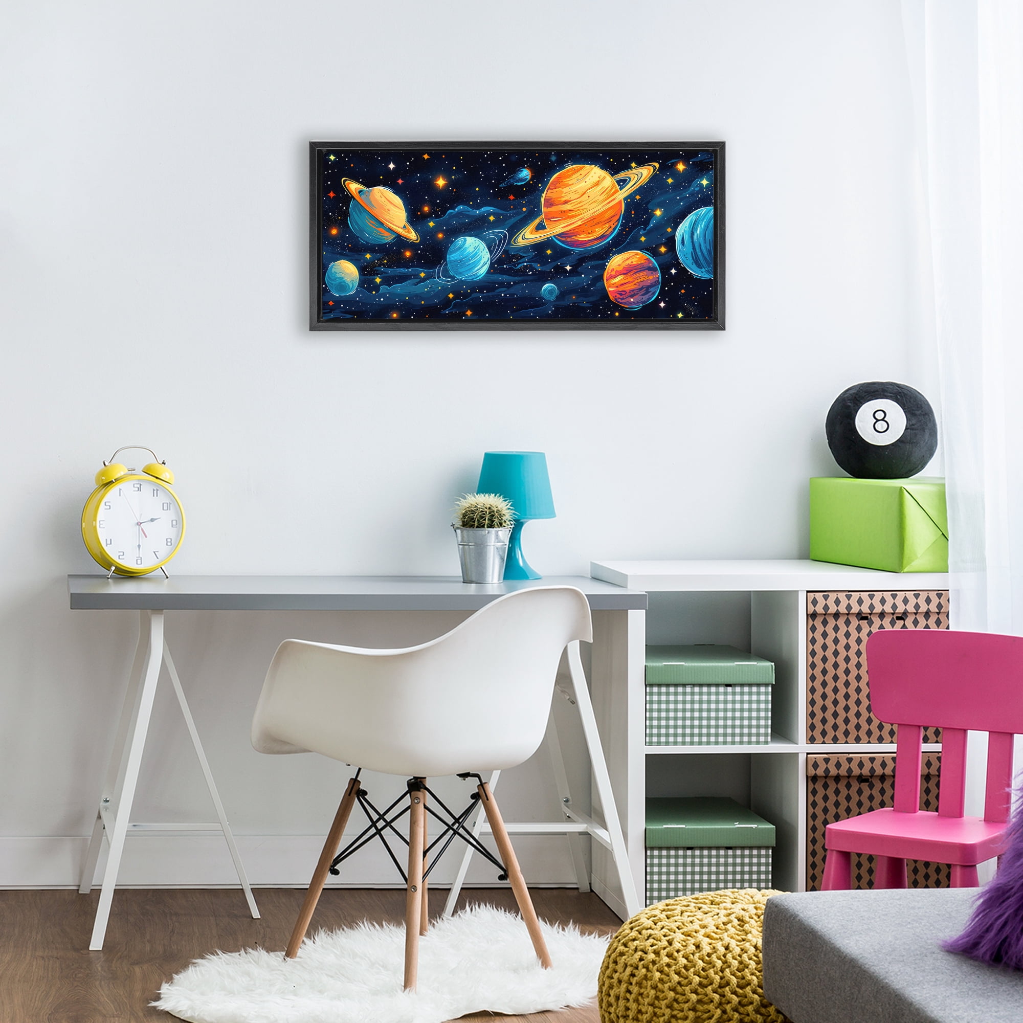 Stupell Industries Starry Universe Whimsy Black Framed Floater Canvas Wall Art, design by Creative Studio