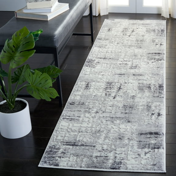SAFAVIEH Amelia Carrie Abstract Runner Rug, Gray/Charcoal, 2'2" x 8'