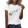 thumbnail image 2 of Women's Short Sleeve T-shirt Women'S Spring Round Neck Dandelion Printed Loose Casual Short Sleeved T Shirt,White Women's Short sleeve T-shirt L, 2 of 5