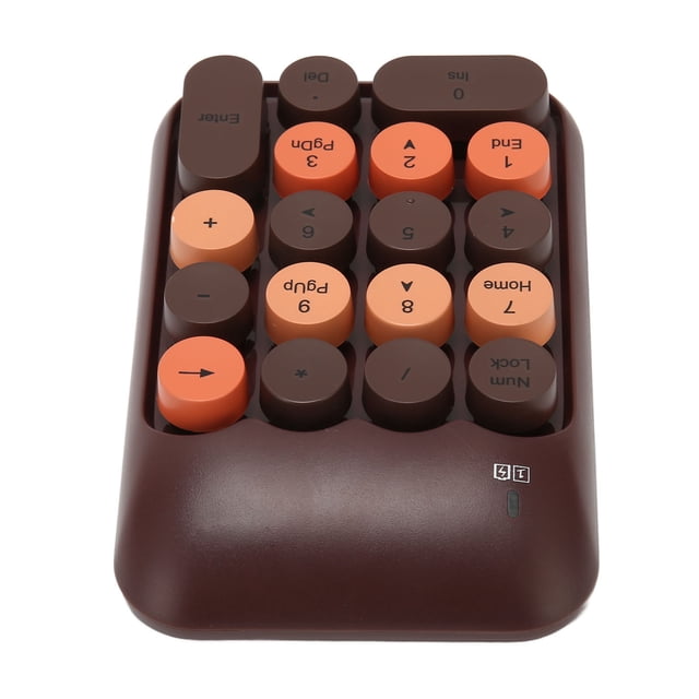 Pavé Numérique Sans Fil, Pavé Numérique Ergonomique Rétro 2.4GHz, 18 Touches Colorées Touches Rondes Mini Clavier Numérique avec Récepteur USB pour PC Bureau Ordinateur Portable Notebook