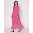 thumbnail image 4 of DressBerry Women's Solid Floor Length Georgette Dress Puff Sleeves Tiered Summer Wear Flared Maxi Dress, 4 of 7