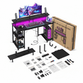 thumbnail image 6 of JIOABL 48 inch Gaming Desk with LED Lights & Power Outlets, Computer Desk with Monitor Stand, APP Control & Headphone Hook, Black, 6 of 6