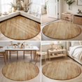thumbnail image 4 of Round Rugs 3Ft, Farmhouse Wooden Round Area Rug Washable Indoor Throw Carpet, Rustic Wood Grain Vertical Striped Small Non Slip Circle Rug for Bedroom Living Room Home Decor Aesthetic, 4 of 8