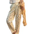 thumbnail image 4 of Pantalones de dormir ANGGREK para mujer de Seda de leche patrón de oso de dibujos animados, 4 of 8