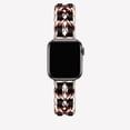 thumbnail image 1 of Band Strap for Apple Watch 42mm 44mm, Women Luxury Style Chain Leather Replacement Wristband Compatible for iWatch Apple Watch Series 6 5 4 3 2 1 SE (Black with Rose Gold Chain), 1 of 5