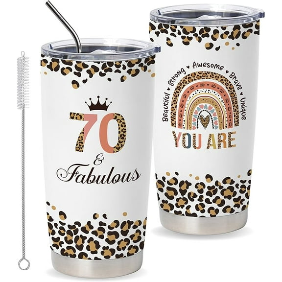 Vivulla68 Happy 70th Birthday Gifts For Women, Best Gifts Idea For 70 Year Old Woman, 1955 Birthday Gifts Women, 70 Birthday Gifts For Women Turning 70, 70 Year Old Birthday Tumbler Lid And Straw