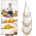thumbnail image 4 of jifeng 3-Tier Hanging Basket Kitchen Heavy Duty Wire Fruit Organizer with Metal Ceiling Copper, 4 of 9