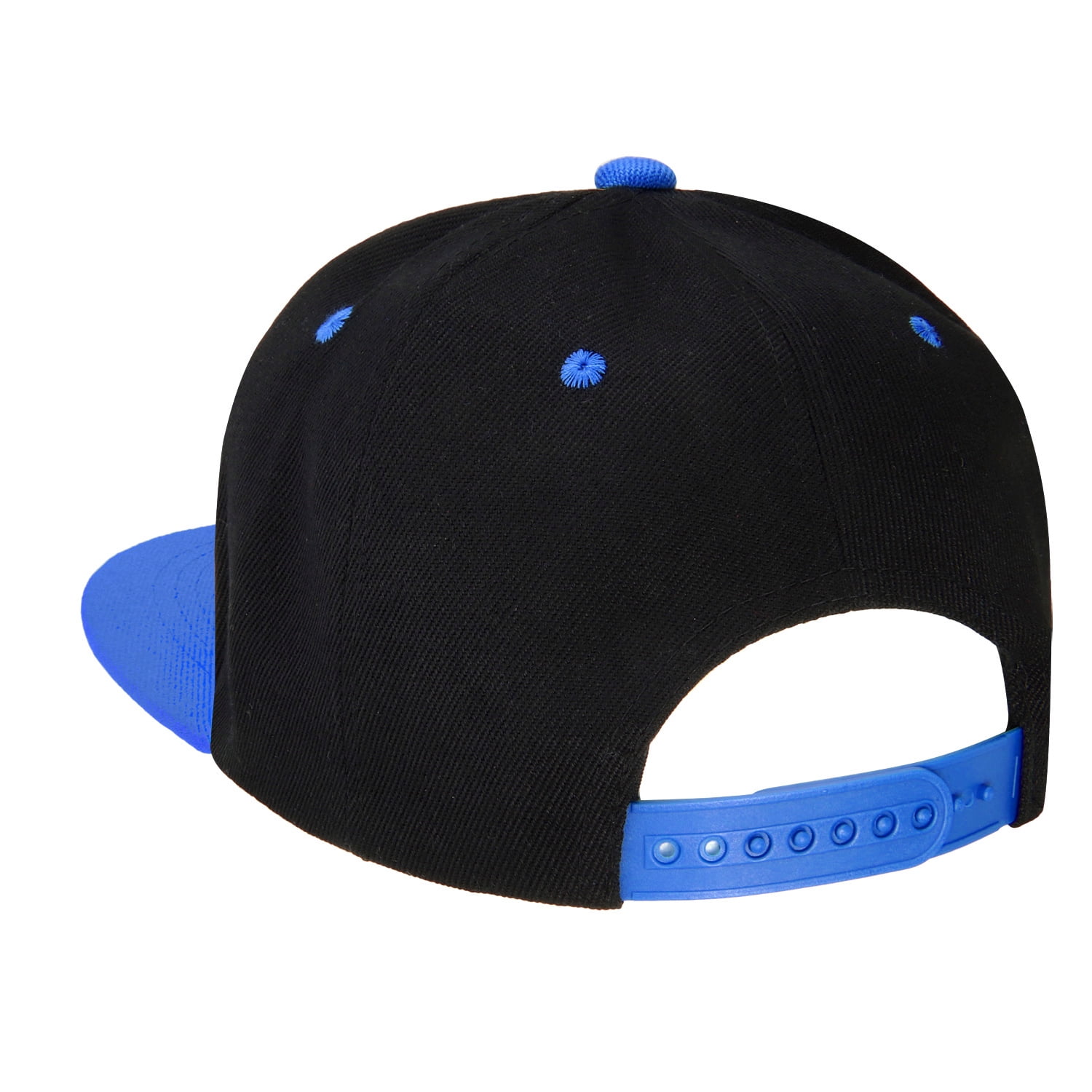 Falari Wholesale 12 Pack Snapback Hat Cap Hip Hop Style Flat Bill Blank Solid Color Adjustable Size Black/Royal