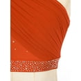 thumbnail image 5 of Nyeemya Women Lyrical Dance Dress Rhinestones Modern Contemporary Dancewear Dress 2 Piece Dancewear Orange M, 5 of 7
