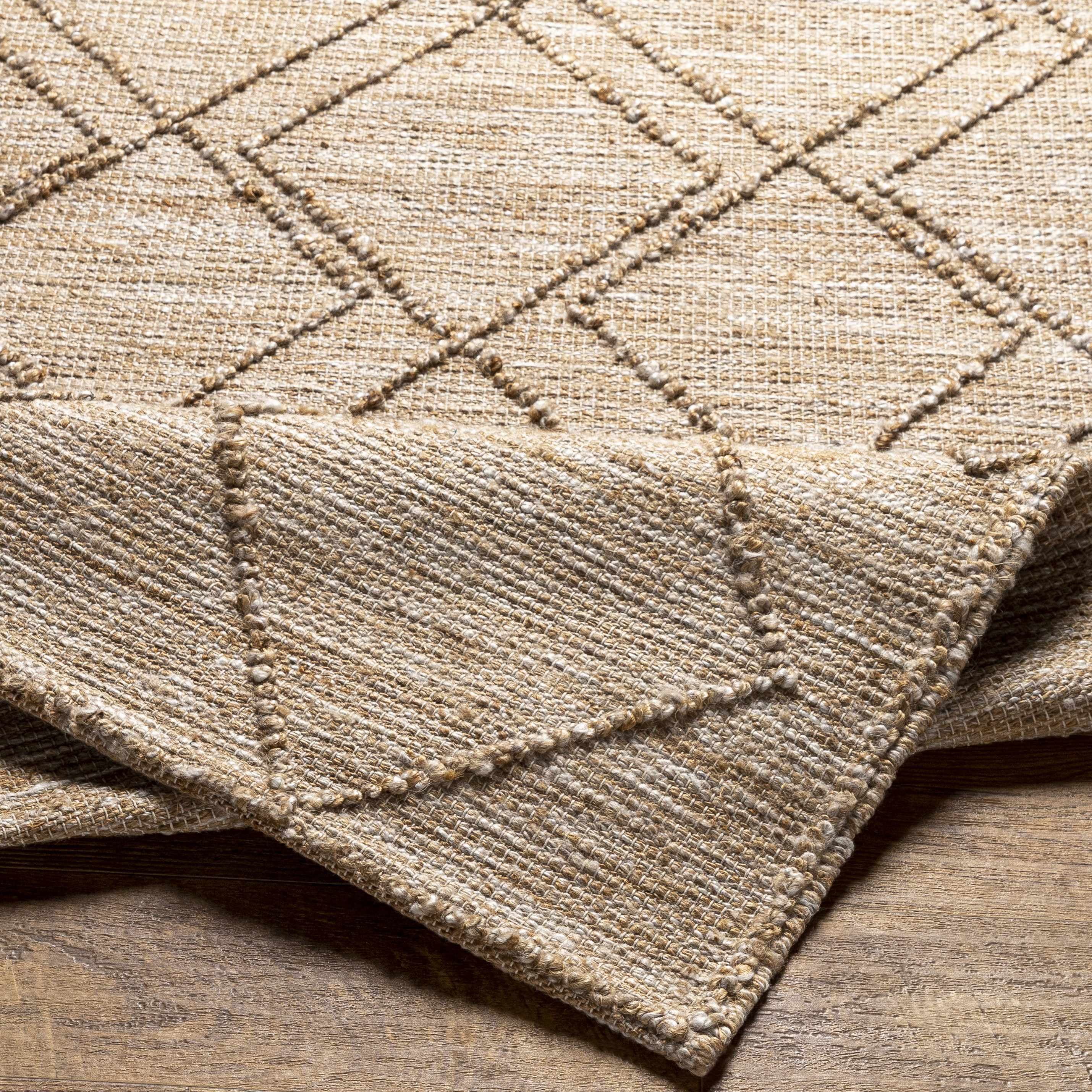 Hauteloom Buse Jute Living Room, Bedroom Area Rug - Bohemian, Transitional - Tan, Cream, Off White - 2' x 3'