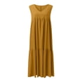 thumbnail image 5 of Fesfesfes Spring Dress for Women Boat Neck Vest Sleeveless Dress Loose Casual Sun Dress Summer Fashion Solid Color Beach Long Dresses, 5 of 7