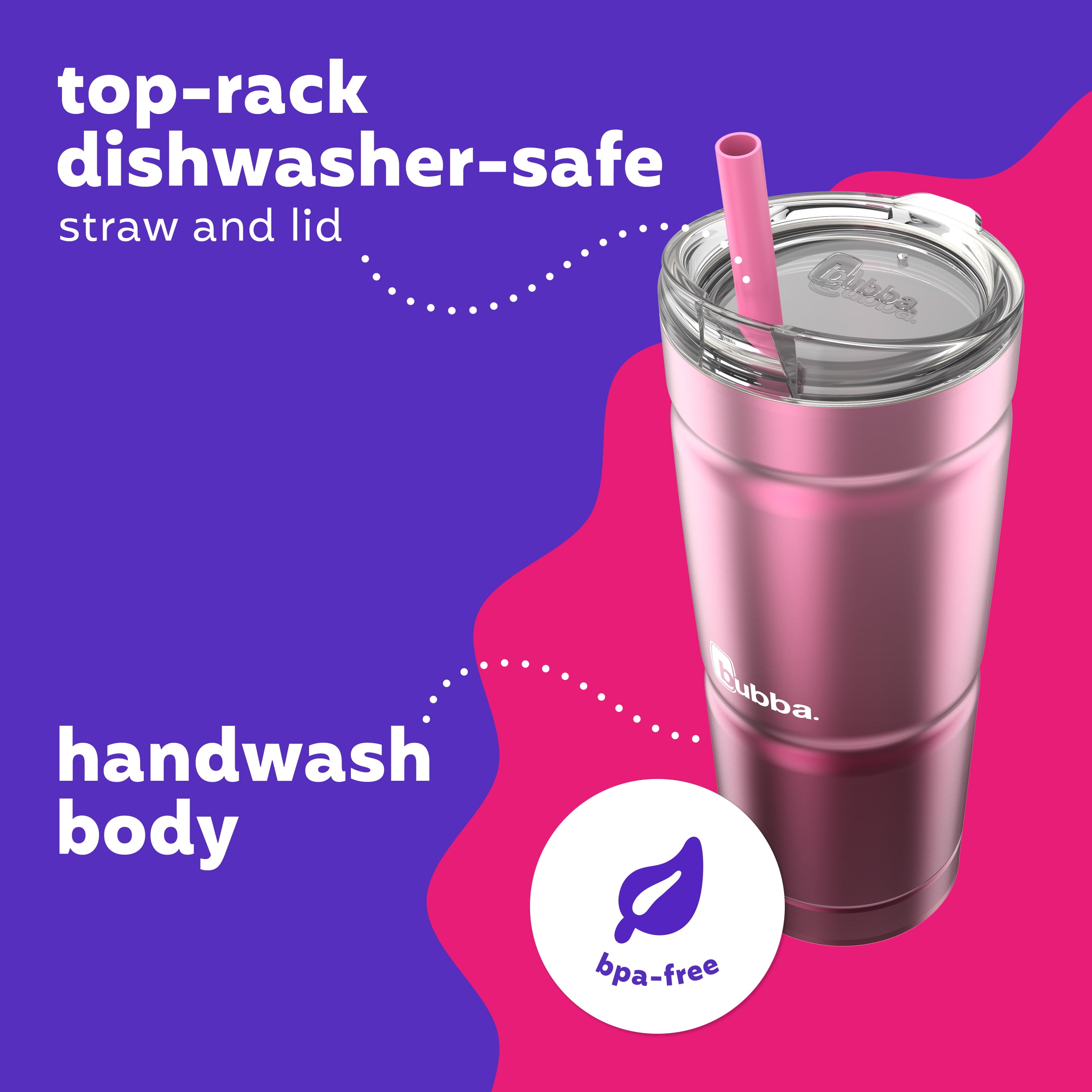 (2 pack) bubba Envy S Stainless Steel Tumbler with Straw, Pink Ombre, 24 fl oz.