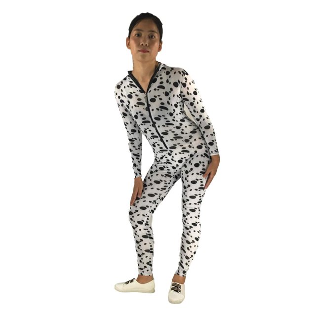 Ropa de Spandex de Cuerpo Completo Impreso con Perro Manchado Permeable Adornos de de Halloween Etapa BLESIY Bodysuit del perro manchado
