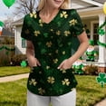 thumbnail image 6 of felwors St Patricks Day Shirt Women Shamrocks Printed V Neck Short Sleeve Nursing Uniform Scrubs Shirts with Pockets (Gold, XL), 6 of 6
