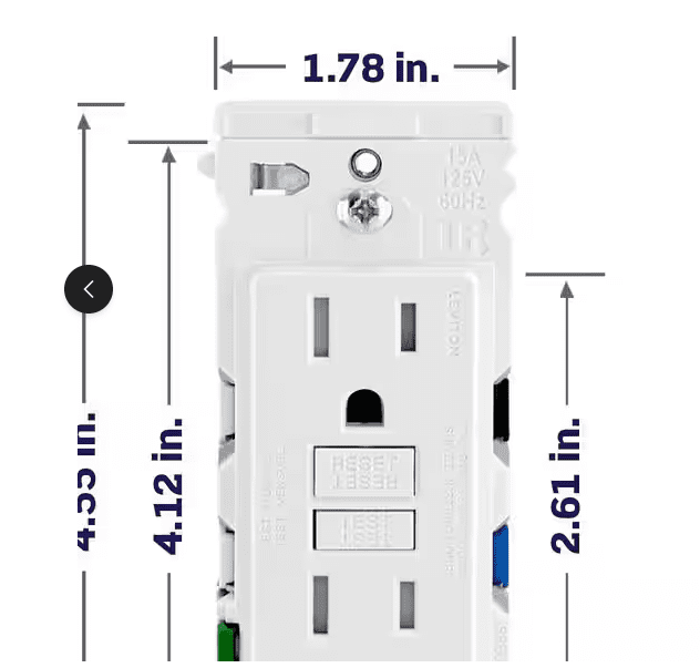 Leviton Lever Edge 15 Amp 125 Volt Self-Test Tamper-Resistant GFCI Duplex Outlet/Receptacle, White (3-Pack) EGFT1-3W (3 Total)