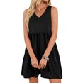 thumbnail image 2 of KingShop Women Spring Summer Tunic Dress V Neck Shift Dress Loose Flowy Swing Sleeveless Casual Dresses, 2 of 6