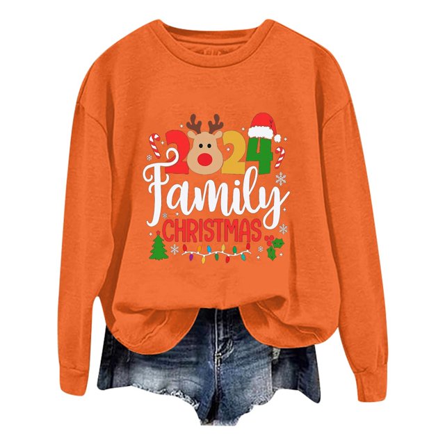 EHQJNJ Chandails en Molleton à Col Rond pour Femmes Graphiques Grand-Mère Noël Oversize Manches Longues Chandails en Molleton à Col Rond Imprimé Lettres Légers Amples Blouse Top Chandails en Molleton Graphiques Animaux pour Femmes
