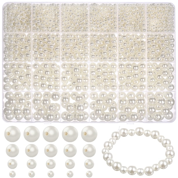 1 Juego de cuentas blancas, perlas de imitación para hacer joyas, cuentas DIY, pulsera, collar, pendientes, cuentas