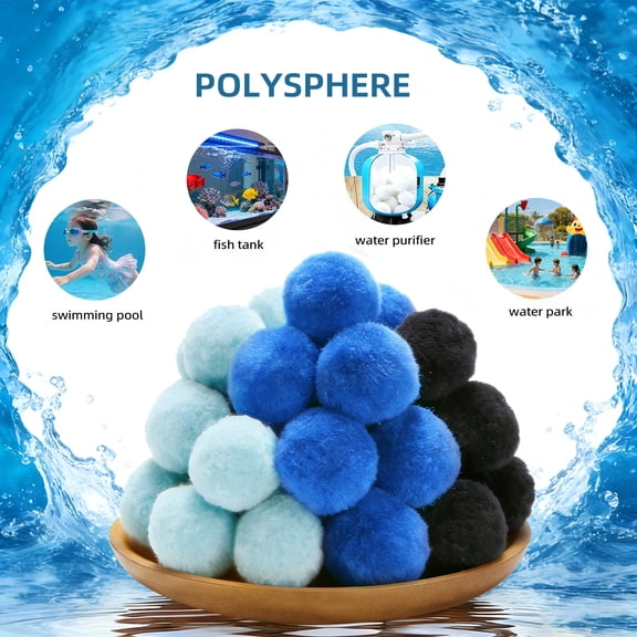 Yuanlin 3-Color Filter Balls, for Pool Use, Water Purifier, 3 Function Filtration, Substitue Filter Sand, Lightweight & Reusable,Black & Lake Blue & Navy Blue, 3.3 lbs