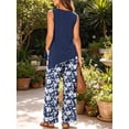 thumbnail image 3 of Anygrew Women's Two Piece Matching Lounge Sets Asymmetrical Split Tank Tops Wide Leg Pants Summer Outfits Tracksuit, 3 of 8