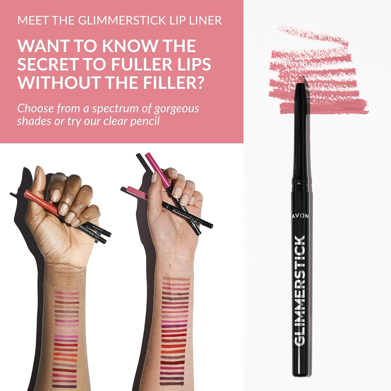 Avon Glimmersticks Retractable Lip Liner  / PINK CASHMERE / SET OF 3