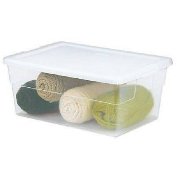Sterilite 16448012 16 Quart See Through Storage Box With White Lid