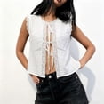 thumbnail image 5 of Shihyeh Womens Tie Front Vest Top Floral Embroidered Eyelet Tank Tops Sleeveless Going Out Shirts, 5 of 9