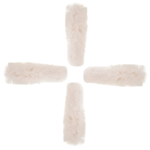 CIMAXIC White Plush Heel Straps Detachable Stylish Design for Winter Use 4Pcs