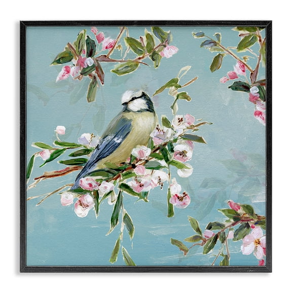 Stupell Industries Songbird Perched on Blooms Black Framed Giclee Art, design by Sally Swatland