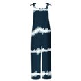 thumbnail image 3 of Usmixi Jumpsuits for Women Fashion Loose Wide Leg Adjustable Strap Cotton Linen Pocket Baggy Jumpsuits Overalls Summer Formal Striped Print Crewneck Sleeveless Long Rompers Navy s, 3 of 4